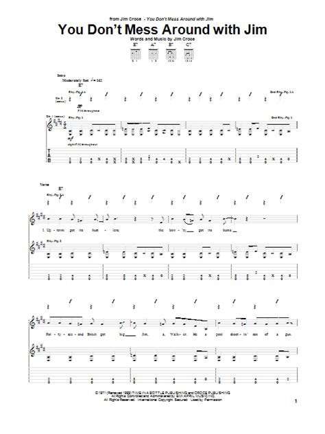 You Don T Mess Around With Jim By Jim Croce Sheet Music For Guitar Tab