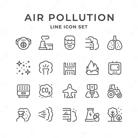 Set Line Icons Of Air Pollution Stock Vector Illustration Of Plane Outline 152125139