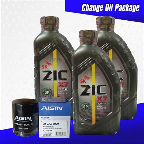 SK ZIC X7 10W 40 Fully Synthetic Oil Change Bundle For Mitsubishi