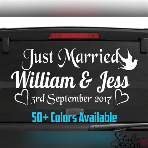 Just Married Car Window Decal Wedding Car Kit Just Married Decal Just