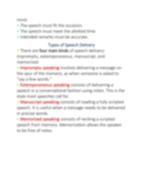 Solution Types Of Speeches Studypool