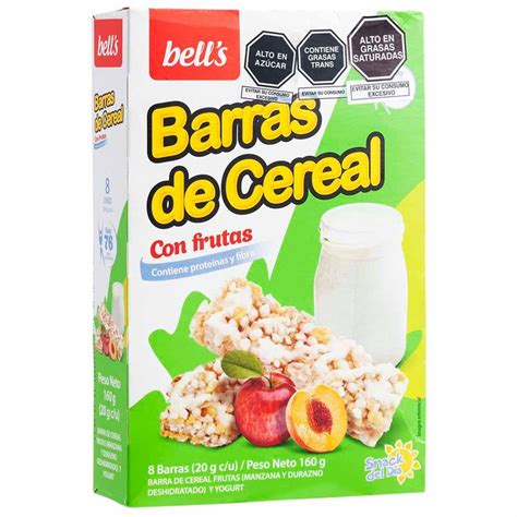 Cereal En Barra Bells Durazno Y Yogurt Caja 8un Real Plaza