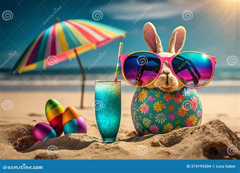 Easter Bunny As Easter Eggs With Sunglasses Stock Illustration