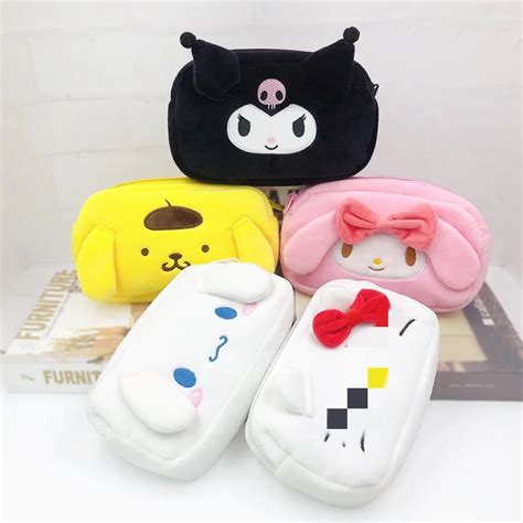 Ruunjoy Sanrio Plush Pencil Cases Hello Kt Kuromi Pencil Box Melody Cartoon Sanrio Accessories