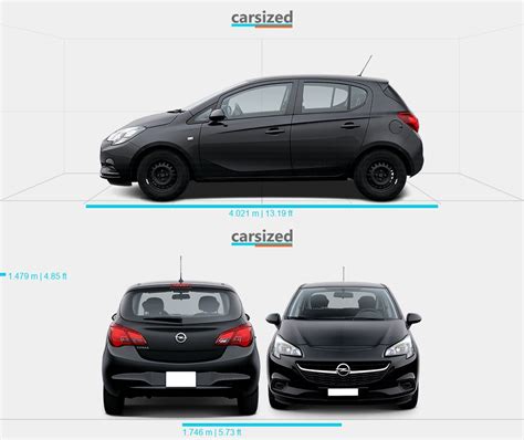 Opel Corsa 2014 2019 Dimensions Side View