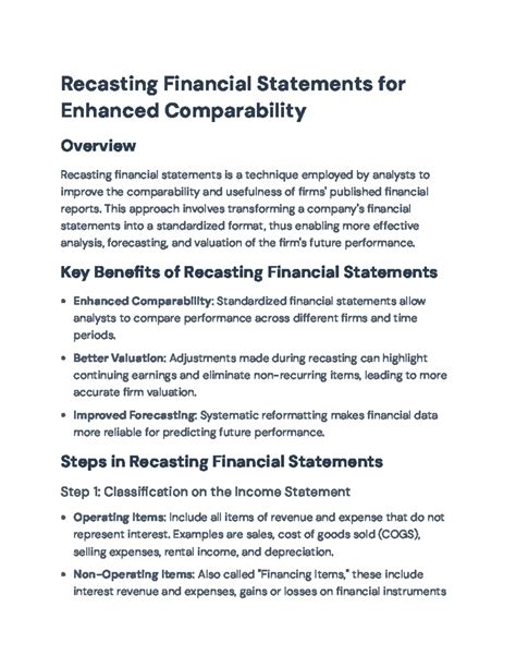 Recasting Financial Statements for Enhanced Comparability and Accuracy