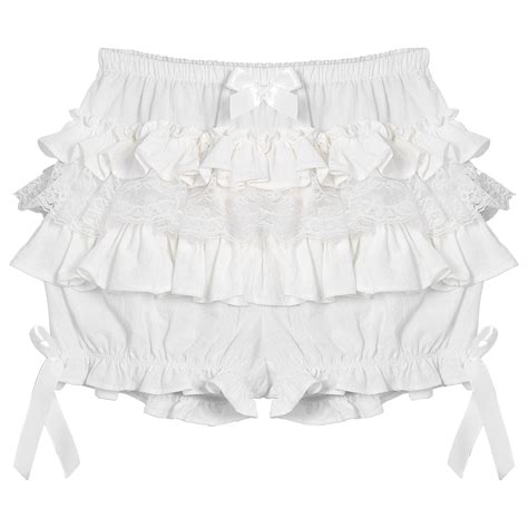 Iiniim Women Ruffle Tiered Bloomers Pumpkin Shorts Lace Trim Frilly Hot Pants Safety Pants A