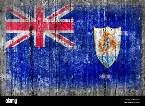 Anguilla Flag Painted On Background Texture Gray Concrete Stock Photo