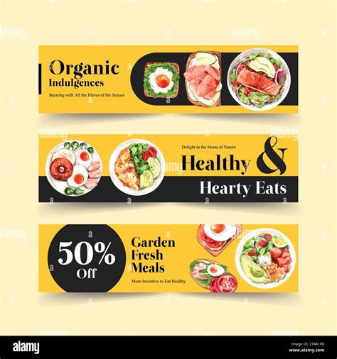 Healthy Food Banner Template Design Royalty Free Vector Stock Vector