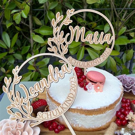 Einschulung Personalisierter Cake Topper Aus Holz Mit Name Etsy De