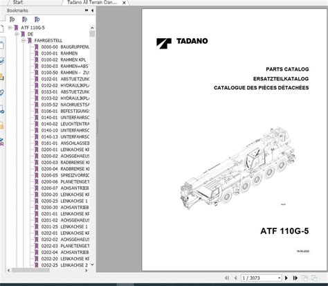 Tadano All Terrain Crane ATF110G 5 SN 2035101 Parts Catalog EN DE FR