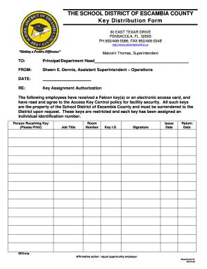 Key Distribution Form - Fill and Sign Printable Template Online