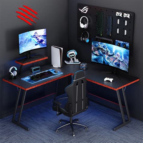 Lufeiya Black L Shaped Gaming Desk Inch Computer Corner Desks