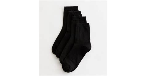 4 Pack Black Ankle Socks | New Look