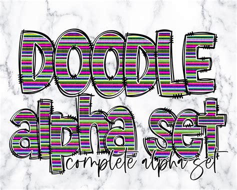 Serape Doodle Alphabet Letters Png Bundle Alphabet Clipart Western