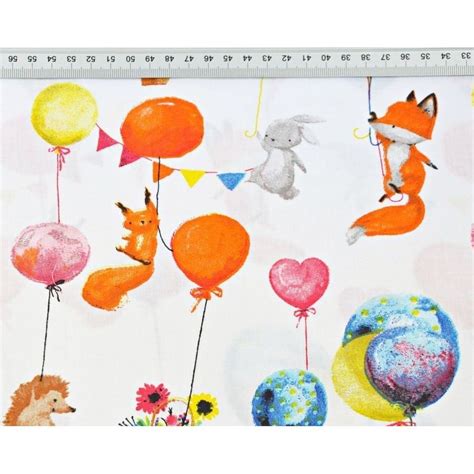 Tissu Oeko Tex Renard Avec Des Ballons 00058