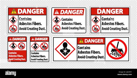 Danger Label Contains Asbestos Fibers Avoid Creating Dust Stock Vector