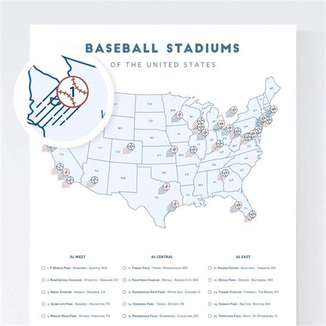 MLB Stadium Checklist Map (white) in 2023 | Mlb stadiums, Baseball ...