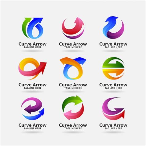 Collection of curve arrow logo | Premium Vector