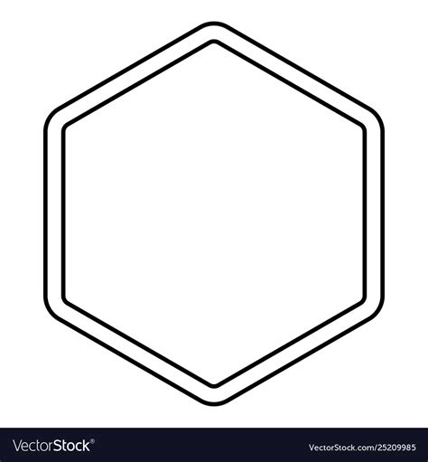 Hexagon shape element icon outline black color Vector Image