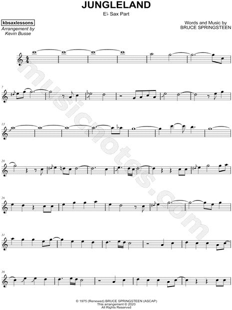 Kevin Busse "Jungleland" Sheet Music (Alto Saxophone Solo) in C Major ...