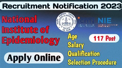 Icmr Nie Recruitment Notification All India Apply Freshers