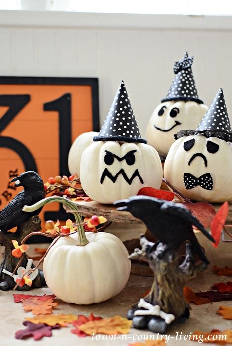 Decorated Baby Boo Pumpkins for Halloween - Town & Country Living