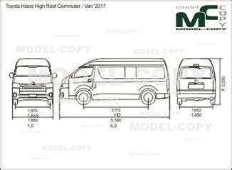 Toyota Hiace High Roof Commuter Van 2017 2D Drawing Blueprints