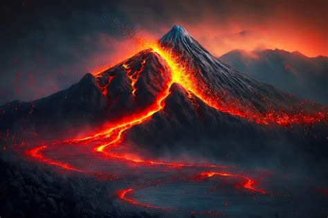 Textura De Lava Fluindo De Um Vulc O Em Chamas Montanha Abaixo Foto