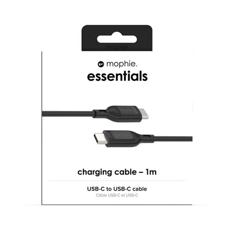 Mophie Essentials Charging Cable Usb C To Usb C 1m Black Three Accessories