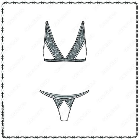 Women S Lingerie Editable Fashion Flat Sketch For Creating New Designs