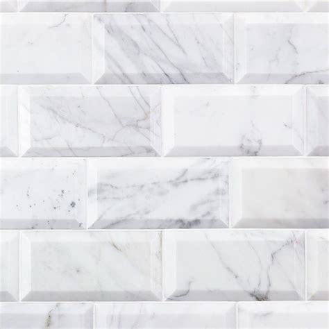 Ivy Hill Tile Calacatta Beveled 3 In X 6 In X 9mm Polished Marble Subway Tile 32 Pieces 4