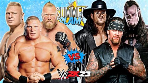 3 Generation Of Brock Lesnar Vs 3 Generation Of The Undertaker In Wwe 2k23 Gameplay Youtube