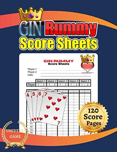 Gin Rummy Score Sheets Large Print 85 X 11 Inches 120 Score Pages