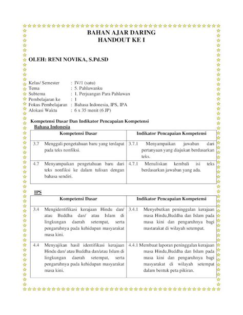 Pdf Bahan Ajar Daring Handout Ke I Fokus Pembelajaran Bahasa