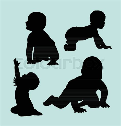 baby crawling silhouette | Stock vector | Colourbox