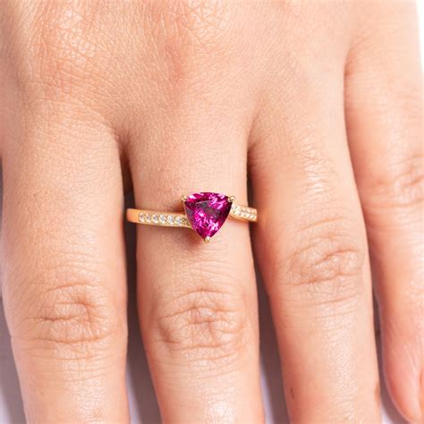 Rosa Turmalin Ring 14k Roségold Ring Diamant Band Diamant Etsy