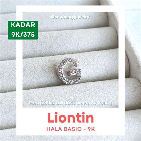 Promo Liontin Hala Gold Basic Huruf G Kadar 9K White Diskon 15 Di