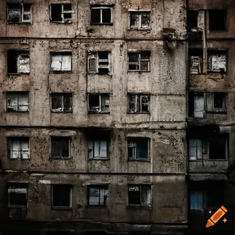 Soviet Slum Building Being Renovated Among Other Buildings On Craiyon