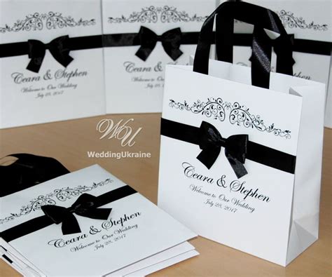 25 Wedding Welcome Bags With Champagne Satin Ribbon Handles Etsy