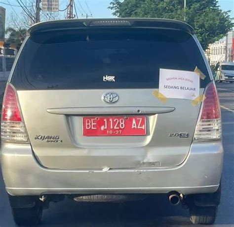 Viral Randis Plat Merah Be Az Digunakan Untuk Belajar Mobil