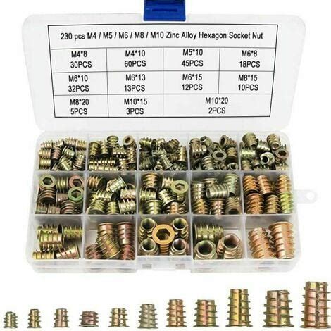 XVX Écrous Hexagonaux M4 M5 M6 M8 M10 avec Inserts Filetés Alliage de