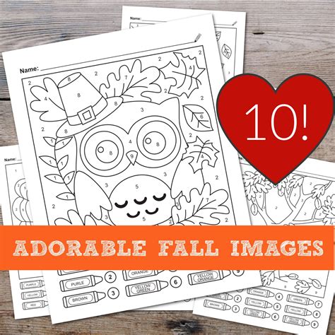 10 Autumn Color by Number Printable Coloring Pages for Kids - Etsy Canada