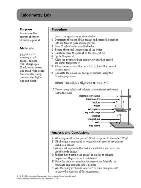 Calorimetry Lab Explanation Chemistry Physical Sciences Free 30