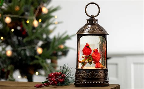 Amazon Christmas Snow Globe Lantern Glitter Lighted Cardinal Snow