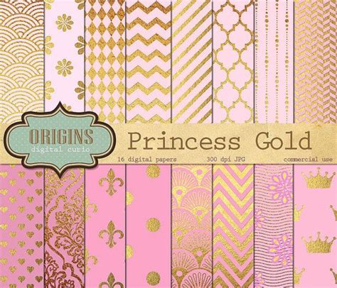 Pink And Gold Princess Digital Paper Seamless Pink And Gold Etsy