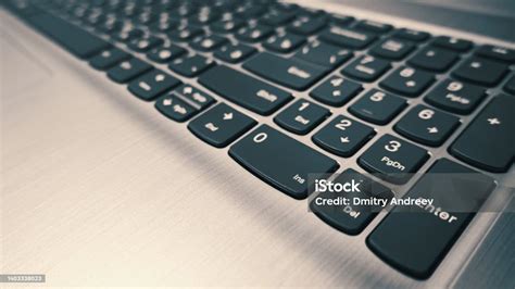 Side View Of Modern Laptop Keyboard Stock Photo - Download Image Now - Photography, Typing ...