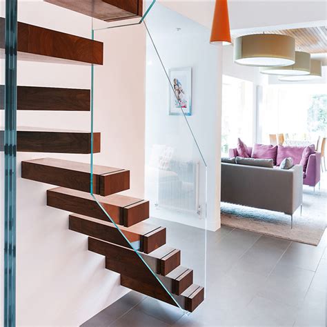 Modern Design Glass Railing Simple Design Floating Staircase With Wood