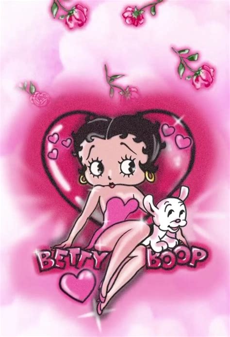 Betty Boop Wallpaper With Hearts And Flowers