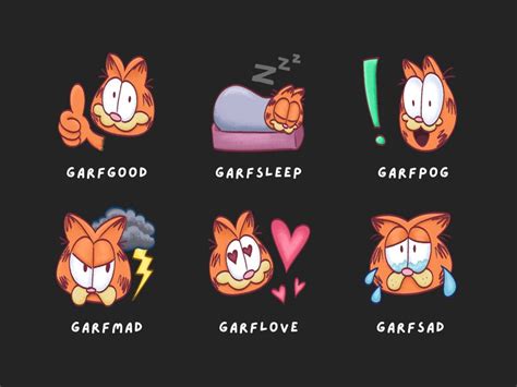 Garfield Emotes Twitch Discord Zip File Download Etsy